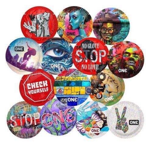 Презерватив ONE Street Art Collection, 1 шт, гладенький, зі змазкою, дизайнерське паковання SX0758 фото