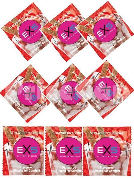 Презервативи зі смаком полуничного морозива EXS Flavoured Strawberry Sundae веганські 04927/400exsmixflav фото
