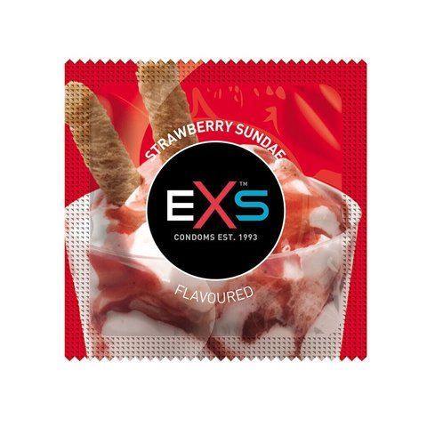 Презервативи зі смаком полуничного морозива EXS Flavoured Strawberry Sundae веганські 04927/400exsmixflav фото