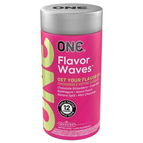 Ароматизовані презервативи ONE FlavorWaves, 12 шт, 6 ароматів, 6 кольорів, подарункове паковання-тубус SX0794-S фото