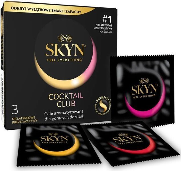 Презервативи SKYN Cocktail Club 3 шт, смаки Pina Colada, Cherry Sunrise та Passion Daiquiri SX2544-SS фото